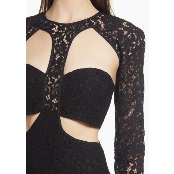 BARDOT Women's Cutout Lace Dress XL US 10 Black Long Sleeve NWT - Picture 3 of 15